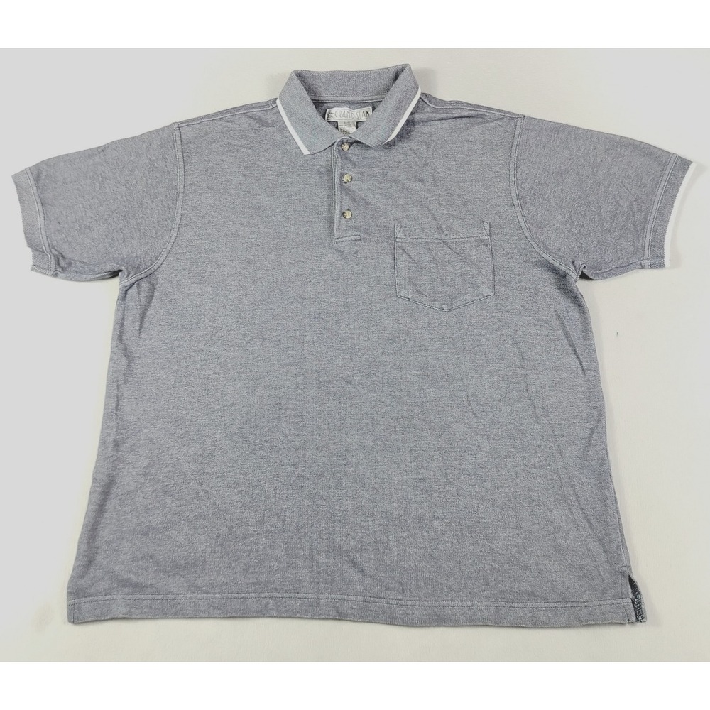 Vintage Grand Slam Polo Shirt Mens Large Blue Golf Heavyweight 90s Casual